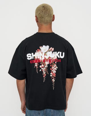 Shinjuku Box Fit T Shirt in Black Front