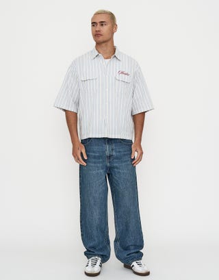 Sicilia Cropped Short Sleeve Shirt in Off White Full