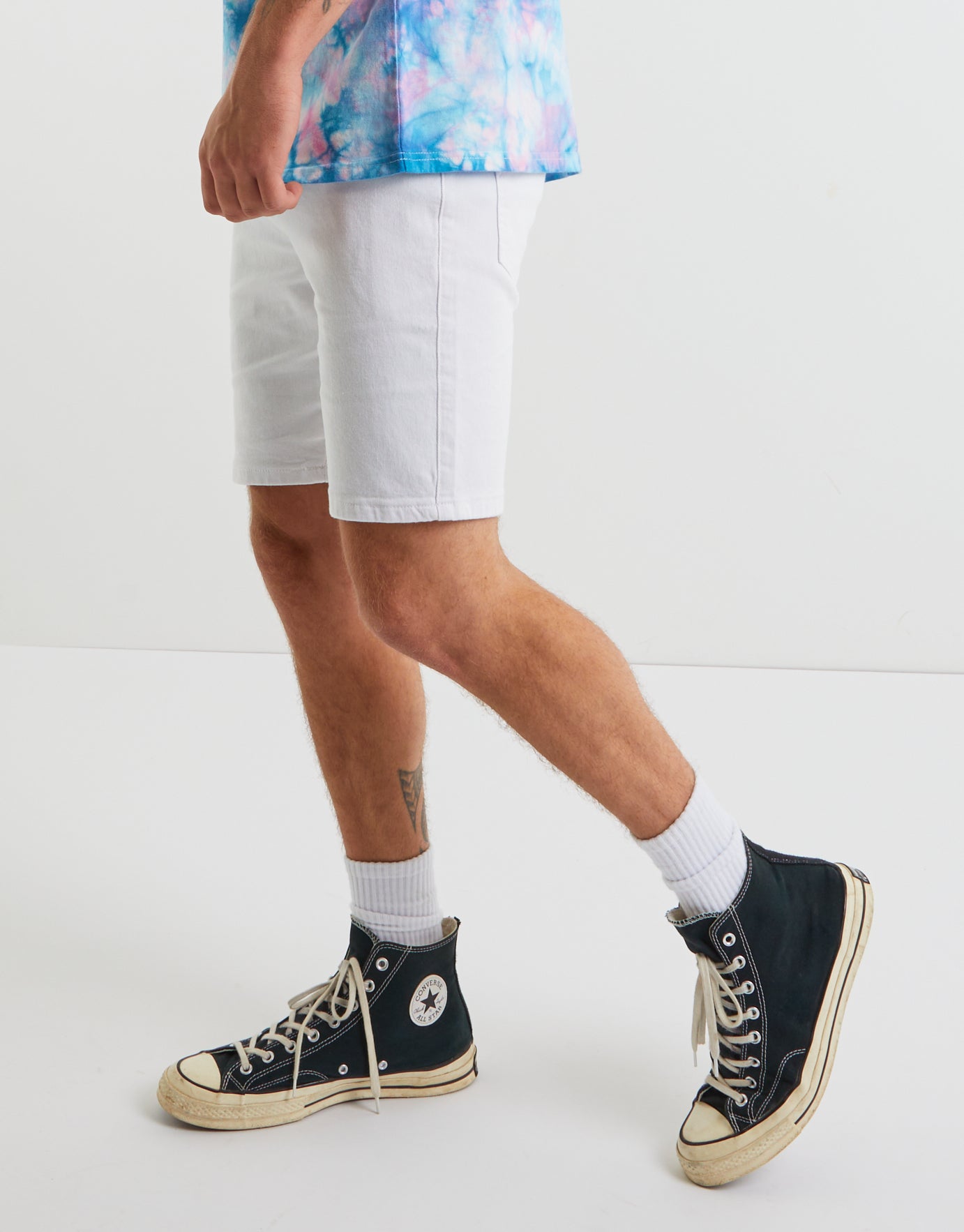 white denim short