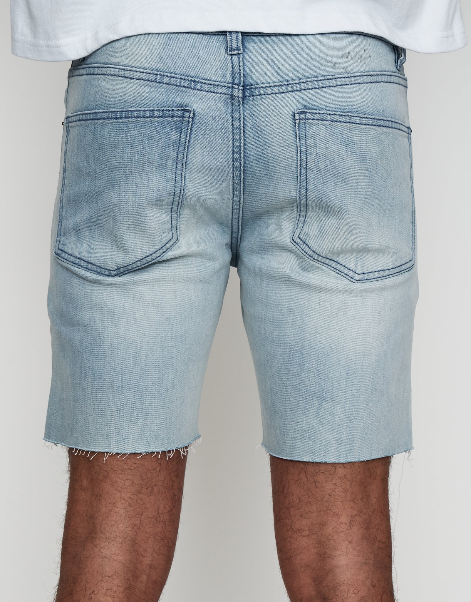 Skinny Rip Denim Shorts in Snow Wash | Hallensteins NZ