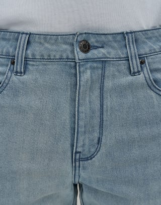 Skinny Rip Denim Shorts in Snow Wash Detail