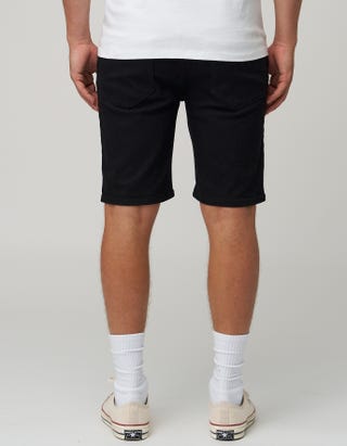 Slim Denim Shorts in Black Back