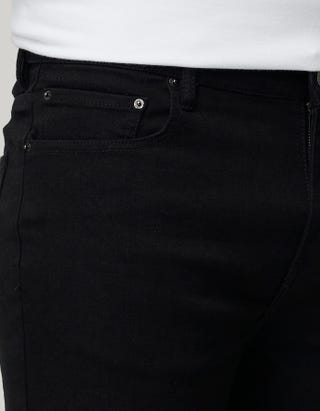 Slim Denim Shorts in Black Detail