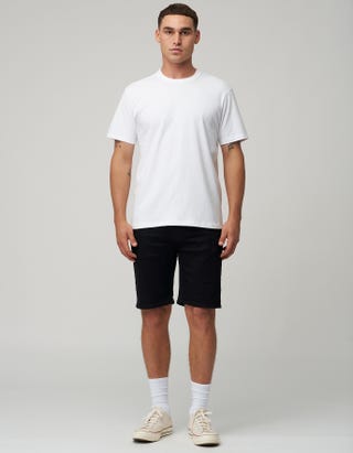 Slim Denim Shorts in Black Full