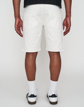 Slim Denim Shorts in Cloud White Back