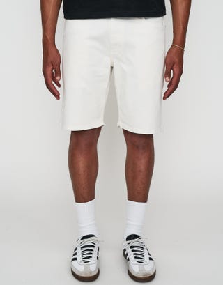 Slim Denim Shorts in Cloud White Front