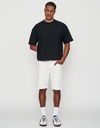 Slim Denim Shorts in Cloud White Full