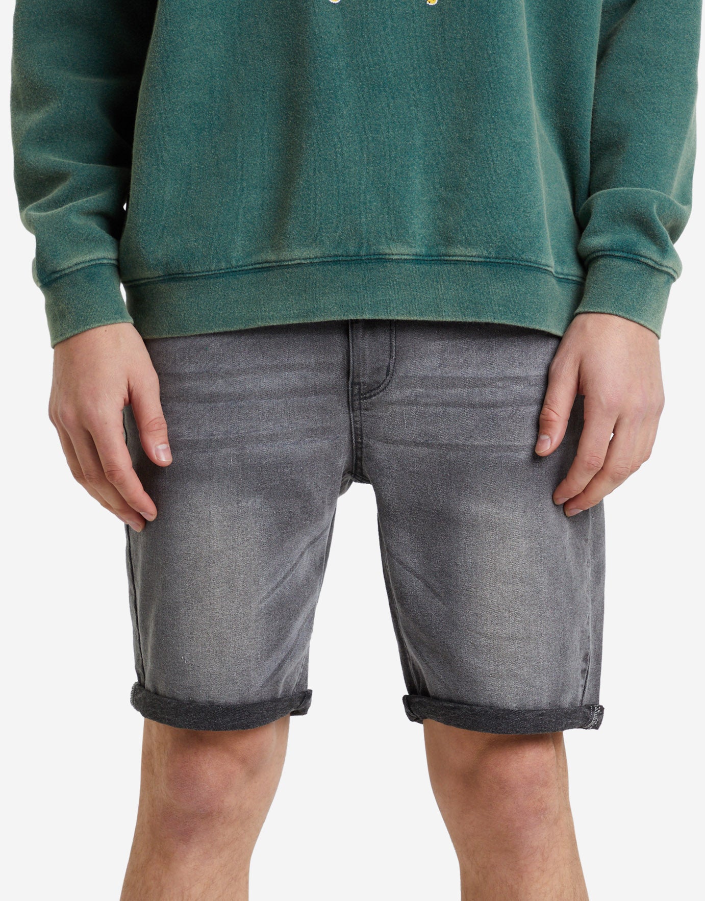 Slim Fit Denim Shorts in Grey 