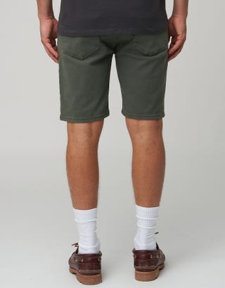 Slim Denim Shorts in Khaki Back