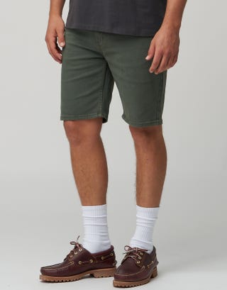 Slim Denim Shorts in Khaki Detail2