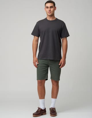 Slim Denim Shorts in Khaki Full