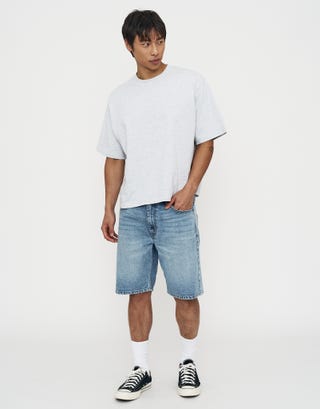 Slim Denim Shorts in Stonewash Sky Full