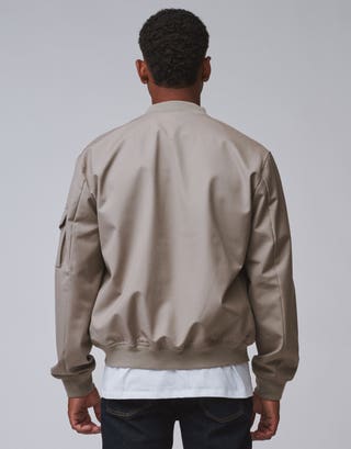 Smart Bomber Jacket in Beige Back