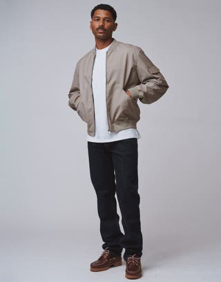 Smart Bomber Jacket in Beige Full