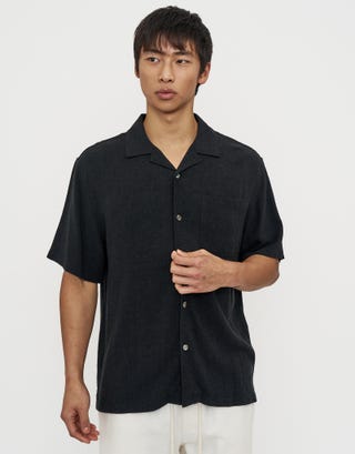 Sorrento Short Sleeve Shirt in Black Detail2