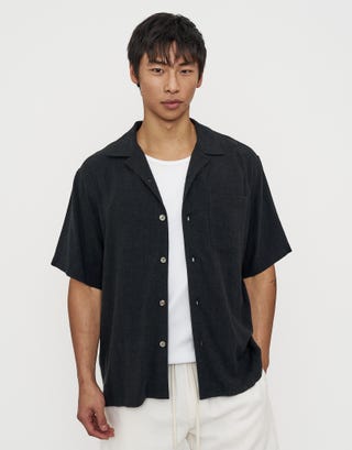 Sorrento Short Sleeve Shirt in Black Front