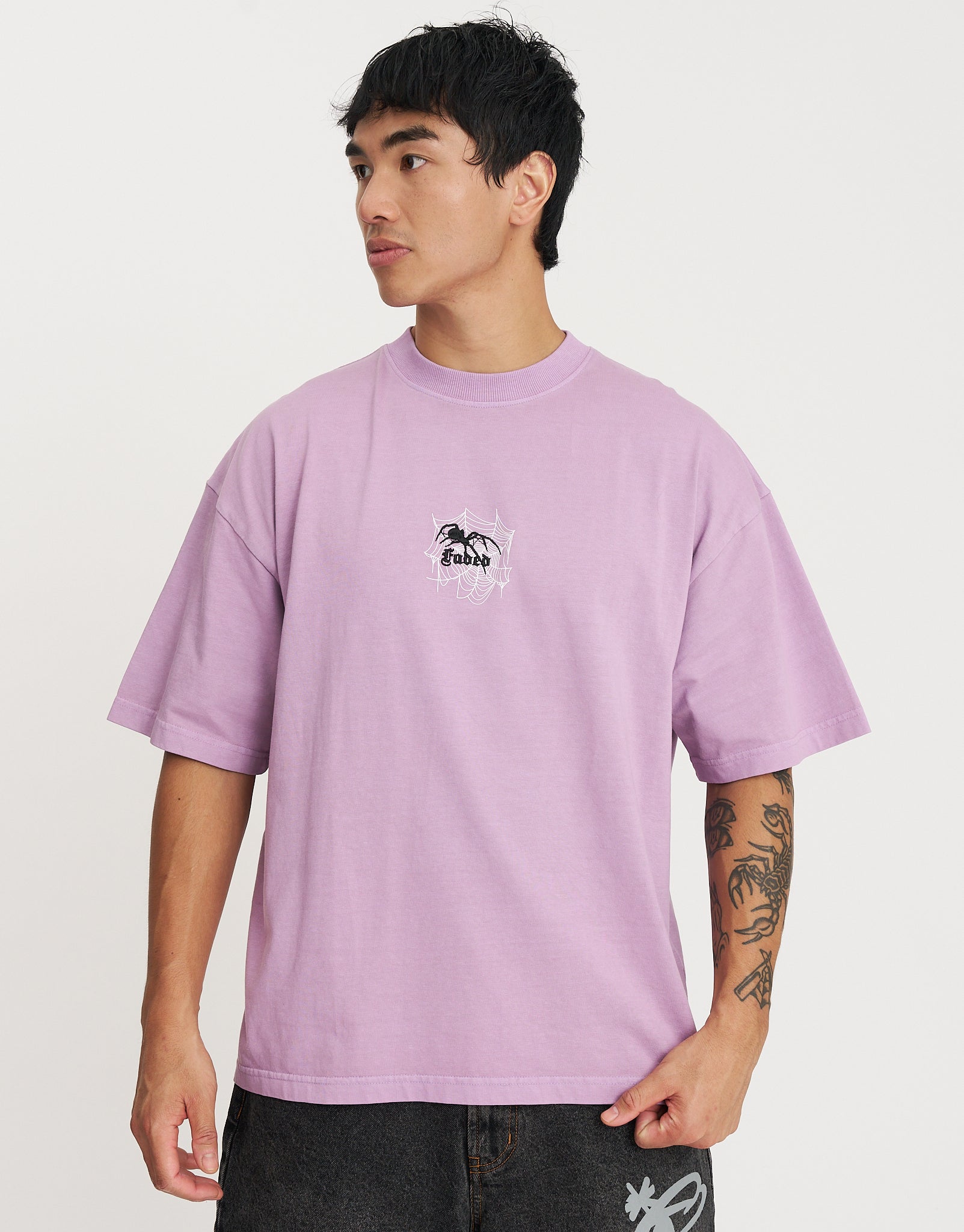 Spider Web Box Fit T Shirt in Neon Lilac | Hallensteins AU