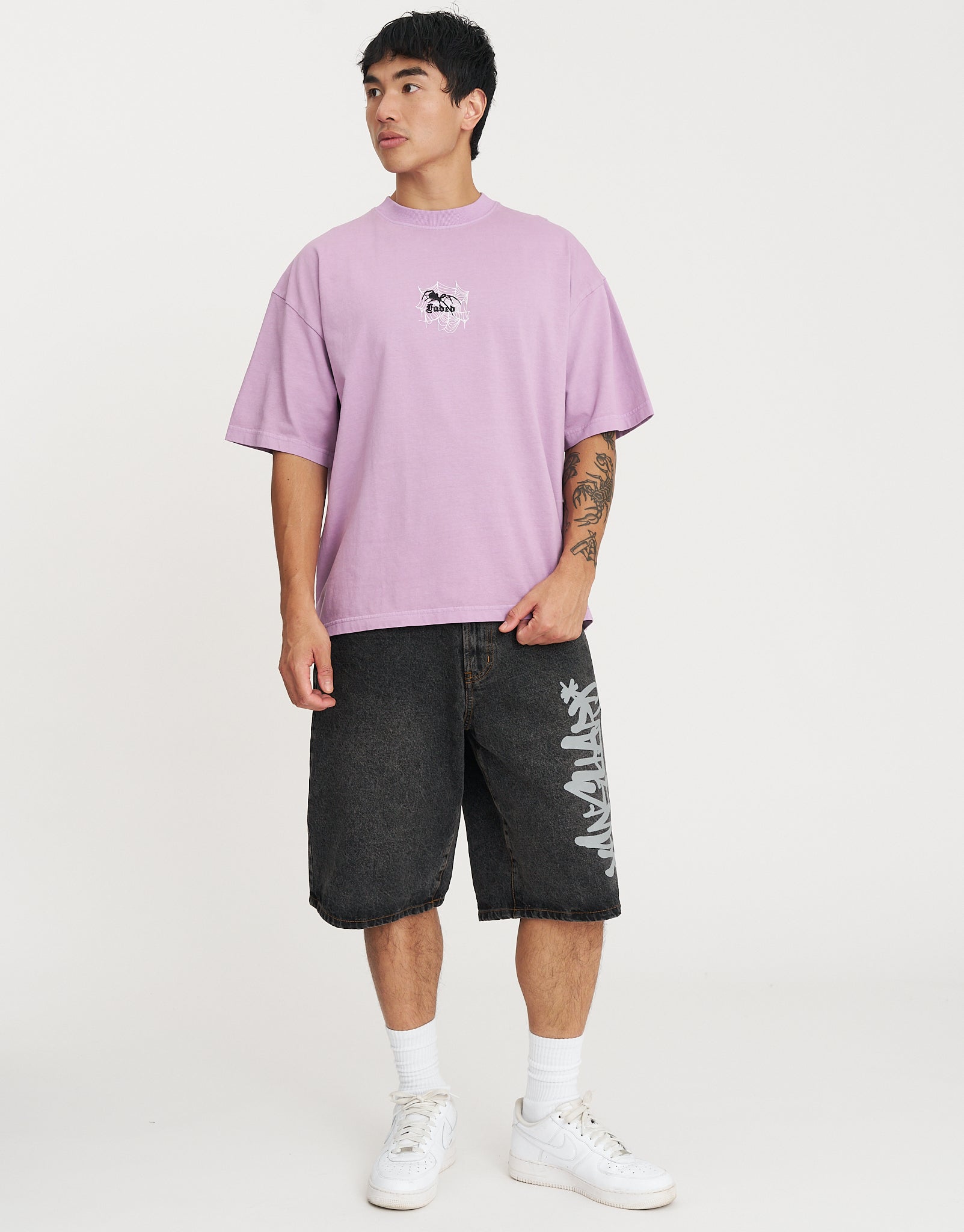 Spider Web Box Fit T Shirt in Neon Lilac | Hallensteins NZ