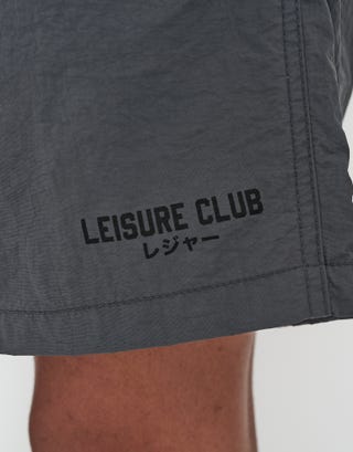 Nylon Leisure Club Print Shorts in Asphalt Detail3
