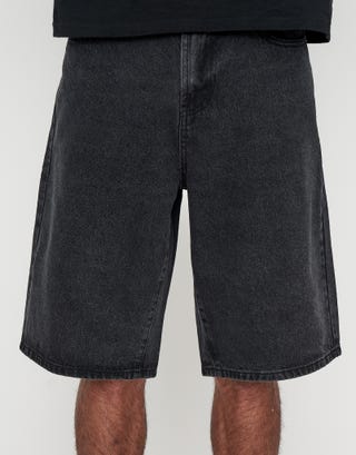 Stars Embroidered Baggy Fit Jorts in Washed Black Back