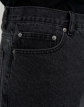 Stars Embroidered Baggy Fit Jorts in Washed Black Detail3