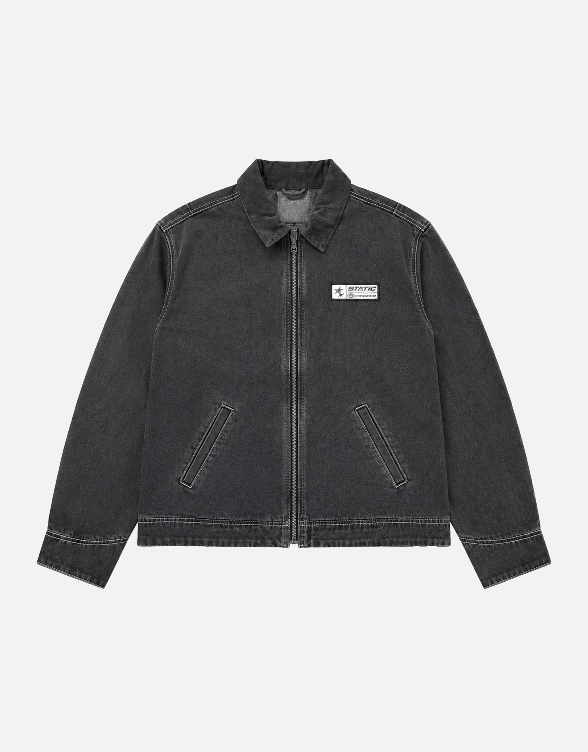 Static Supply Denim Jacket in Washed Black | Hallensteins NZ