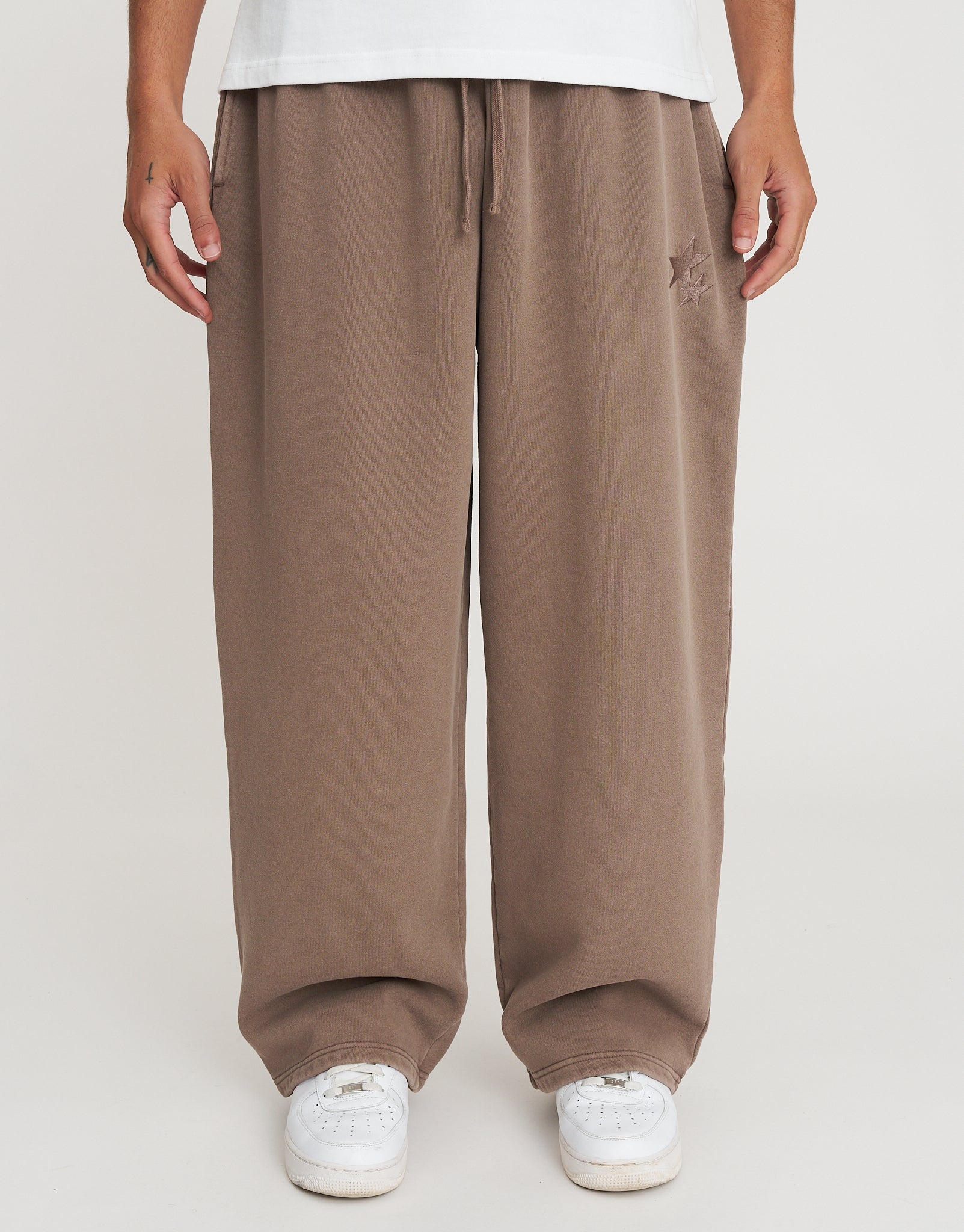 Static Supply Wide Track Pants in Wood Smoke | Hallensteins NZ
