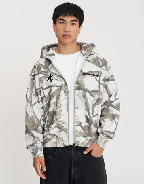 Static Supply Applique Zip Up Hoodie