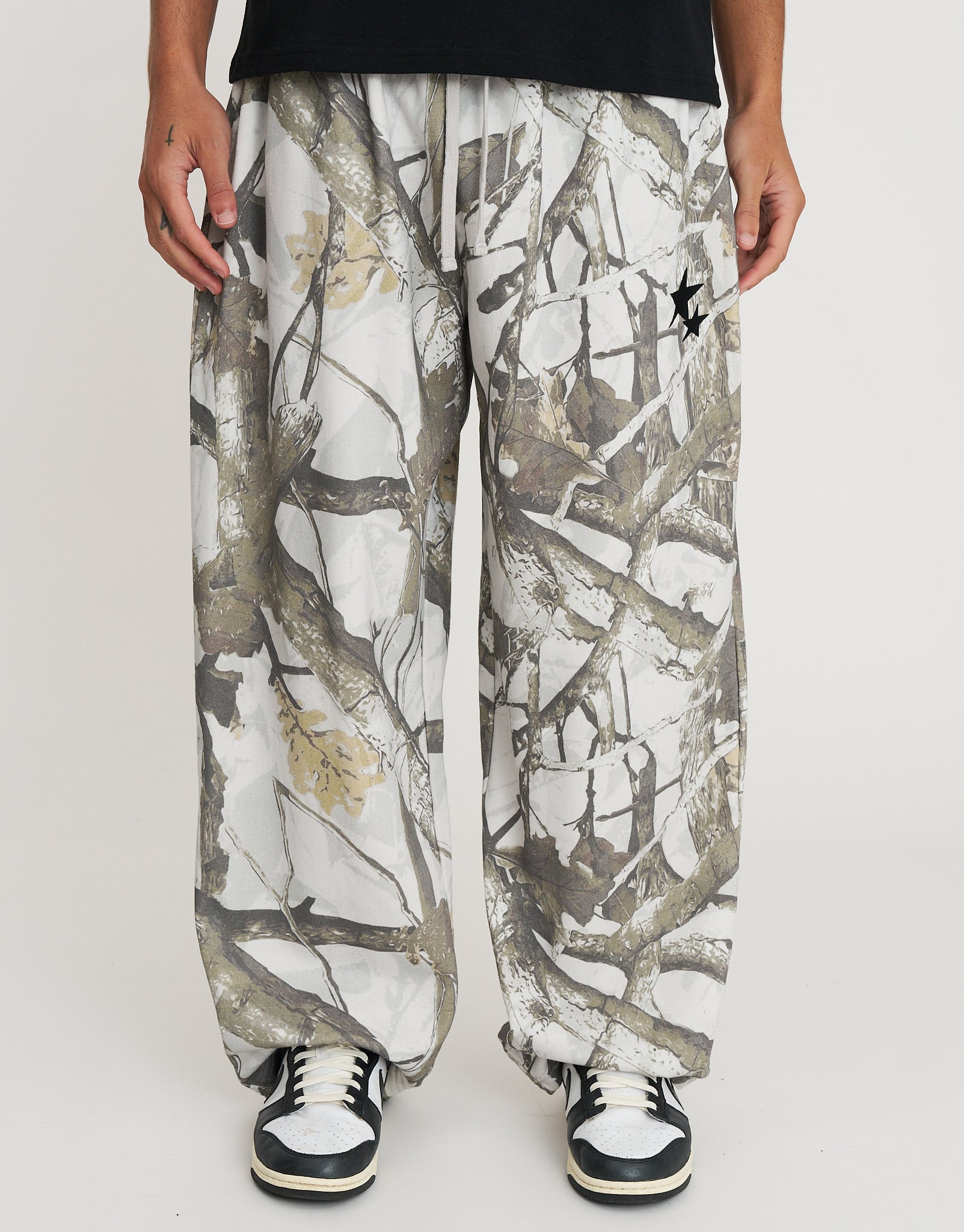 Static Supply Camo Wide Leg Track Pants in Grey Camo | Hallensteins AU