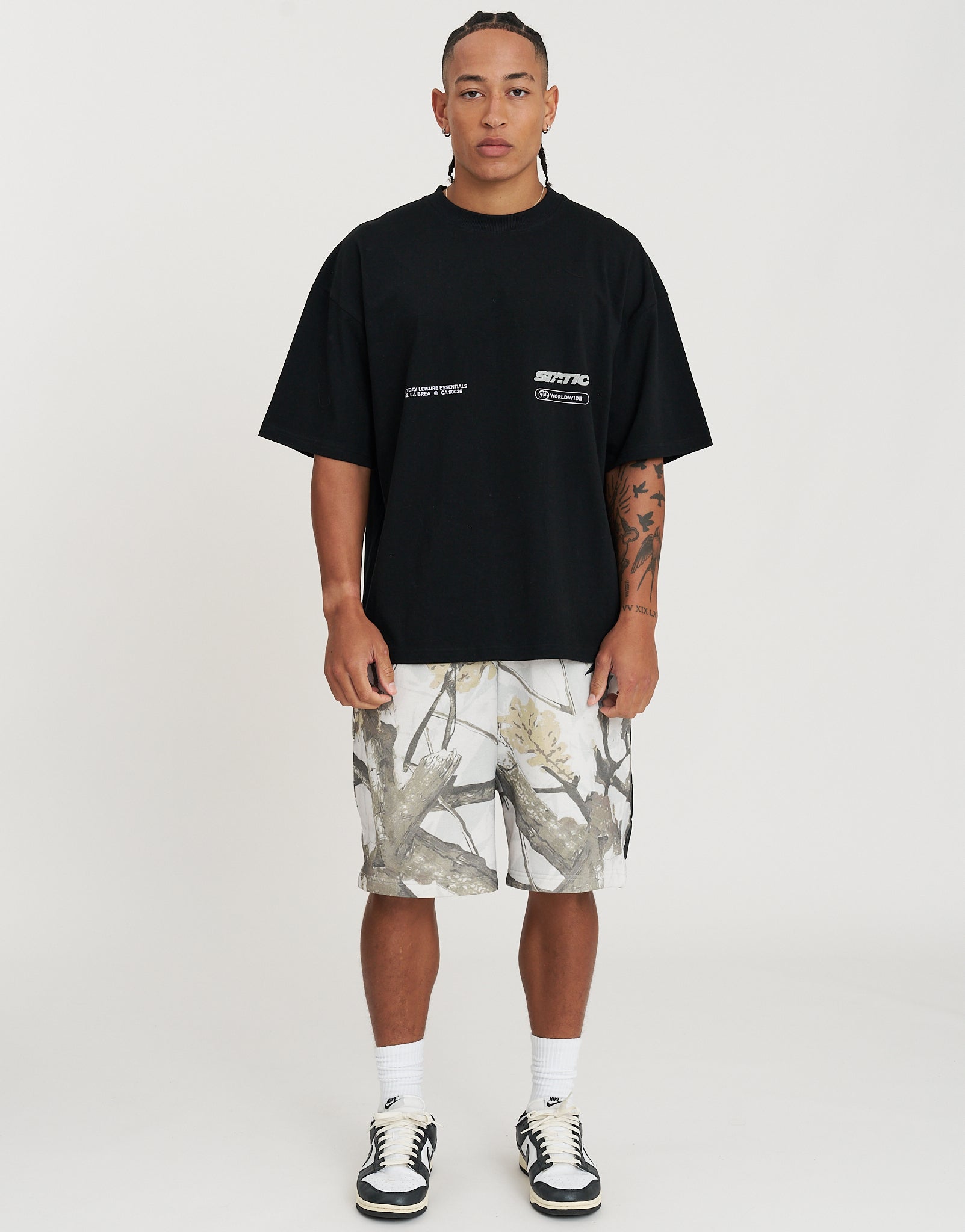 Static Supply Camo Track Shorts in Grey Camo | Hallensteins AU