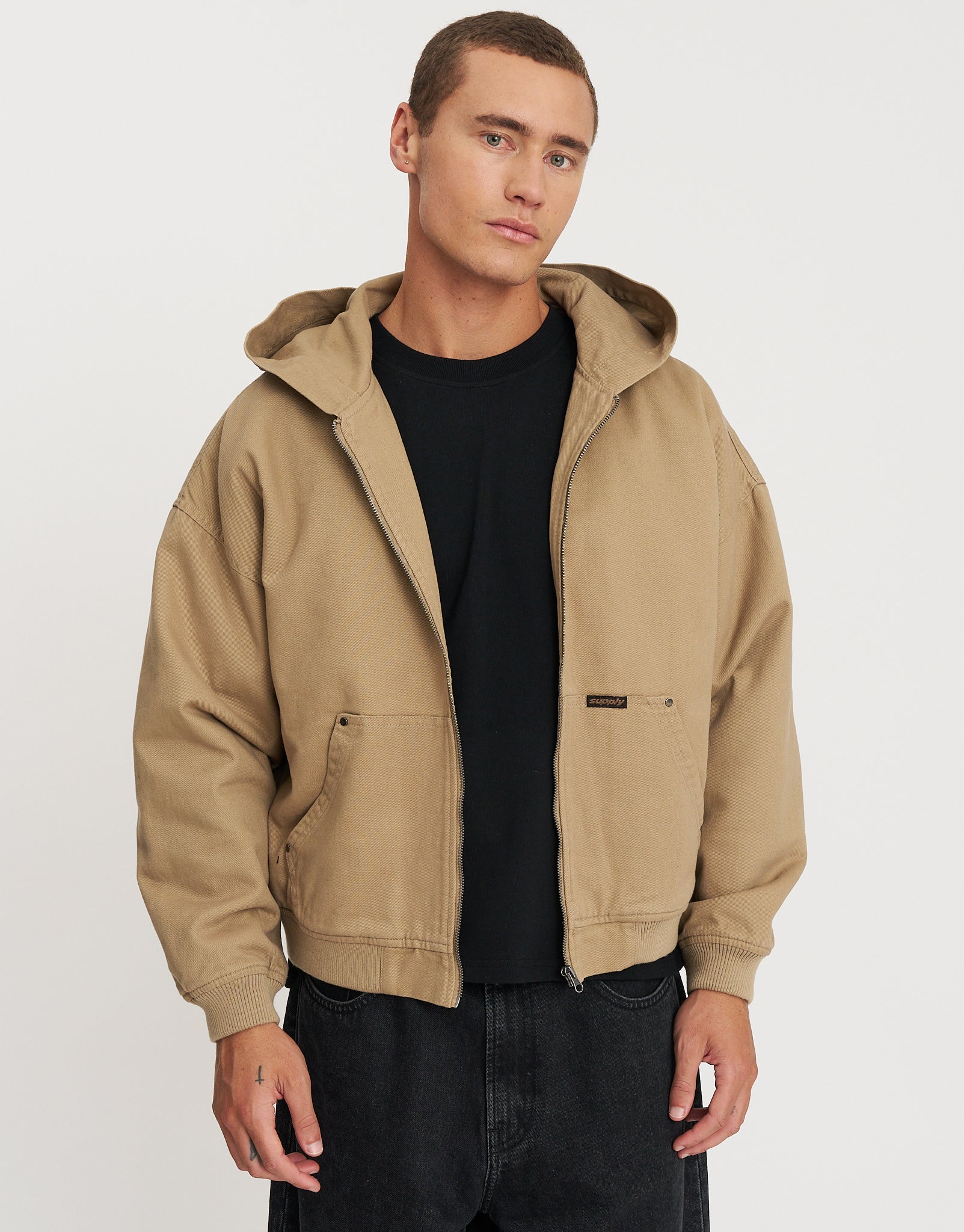 Static Supply Oversized Hooded Jacket in Tan | Hallensteins AU
