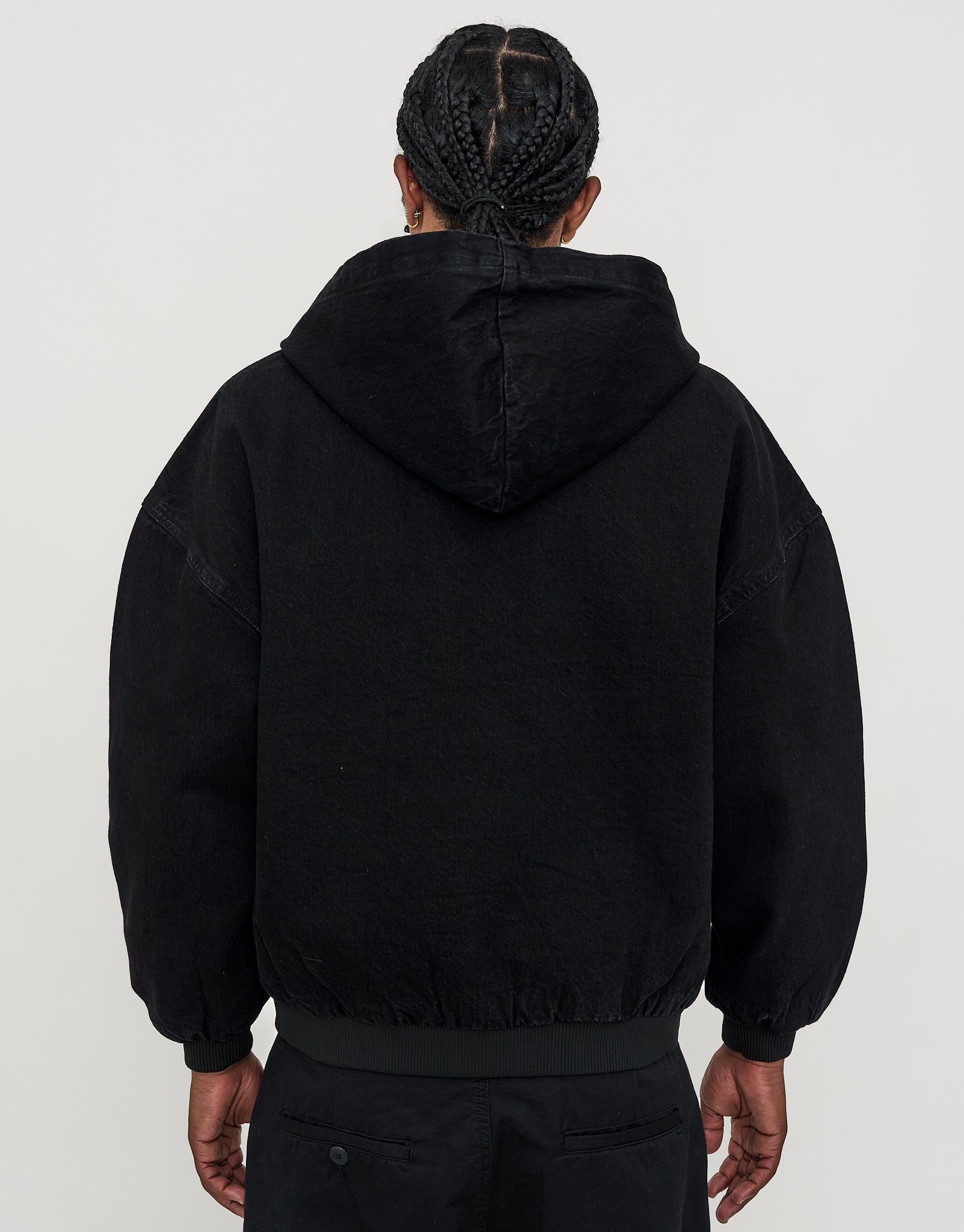 Static Supply Oversized Hooded Jacket in Washed Black