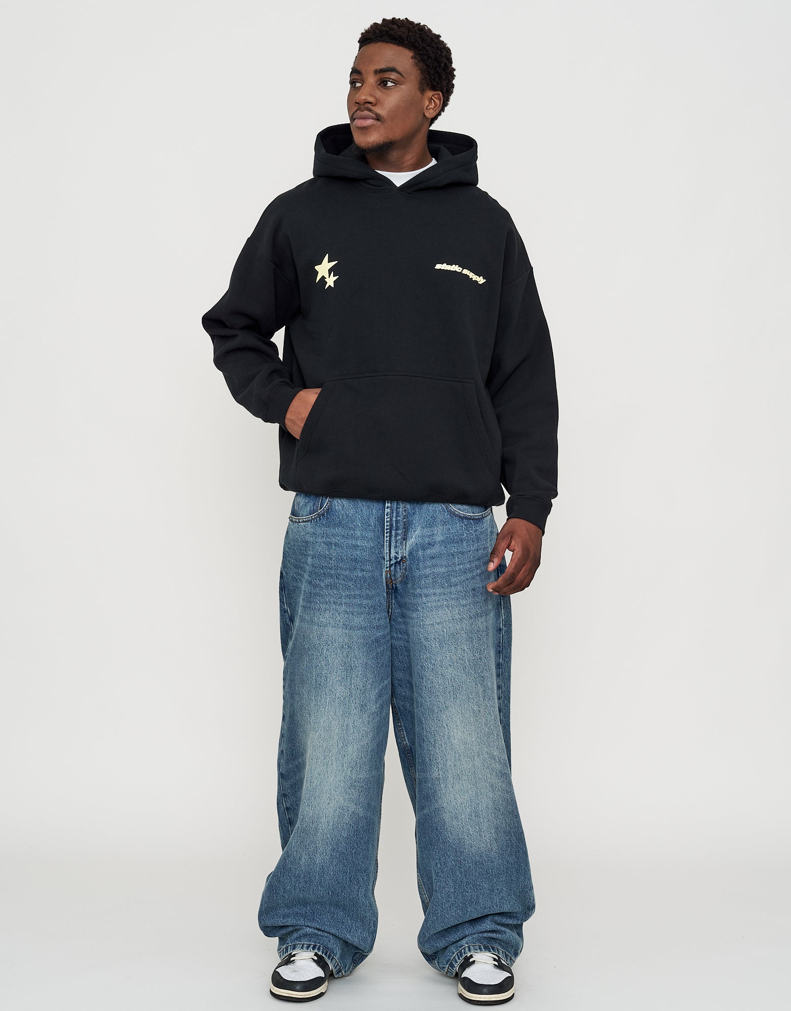 SALSATION Hoodie 新品 Static Supply Oversized Print Hoodie in Black | Hallensteins NZ