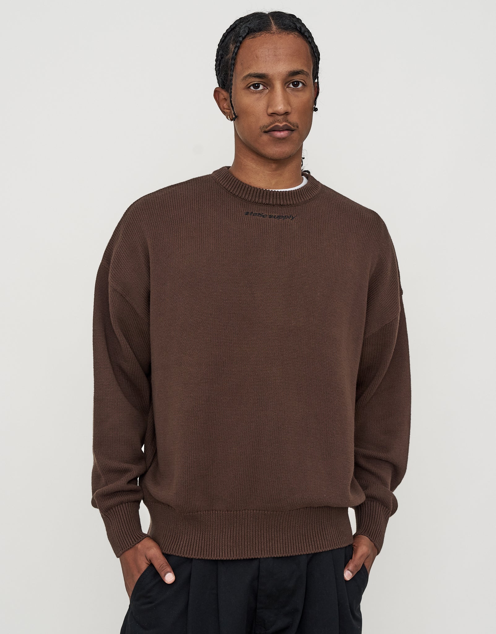 L'Appartement Knit プルオーバー ブラウン LANEUS/ラネウス】 BOXY FIT KNIT with Collar（ニット／セーター）｜L