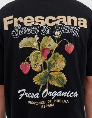 Strawberry Cropped Relaxed Fit T Shirt in Washed Black Detail