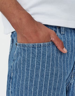 Striped Baggy Jorts in Light Blue Detail2