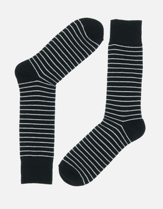 Striped Dress Sock in Black Full