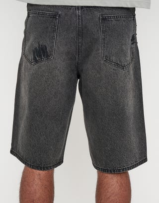 Studded Baggy Fit Jorts in Gothic Black Back