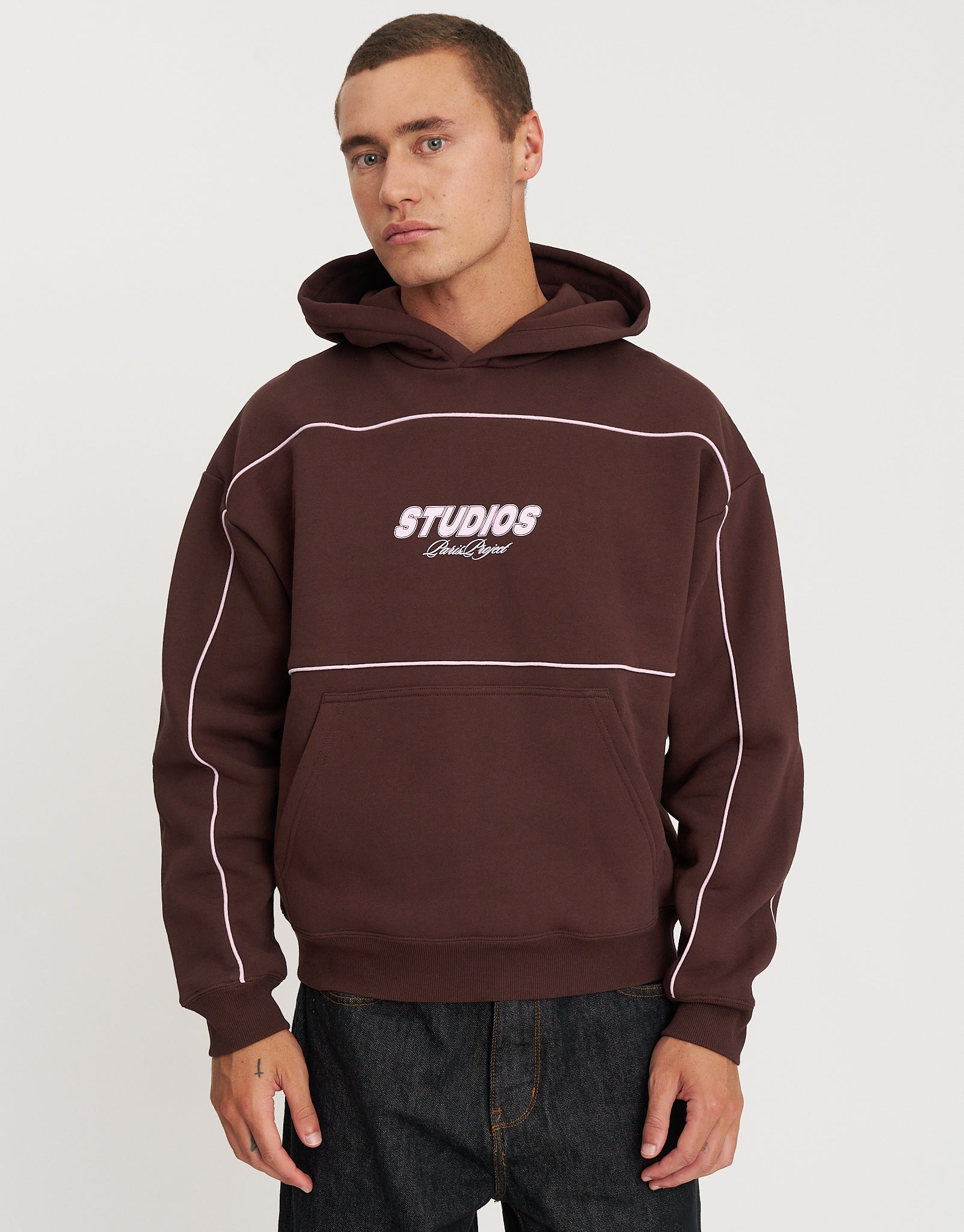 Studios Oversized Cropped Hoodie in Bitter Brown | Hallensteins NZ