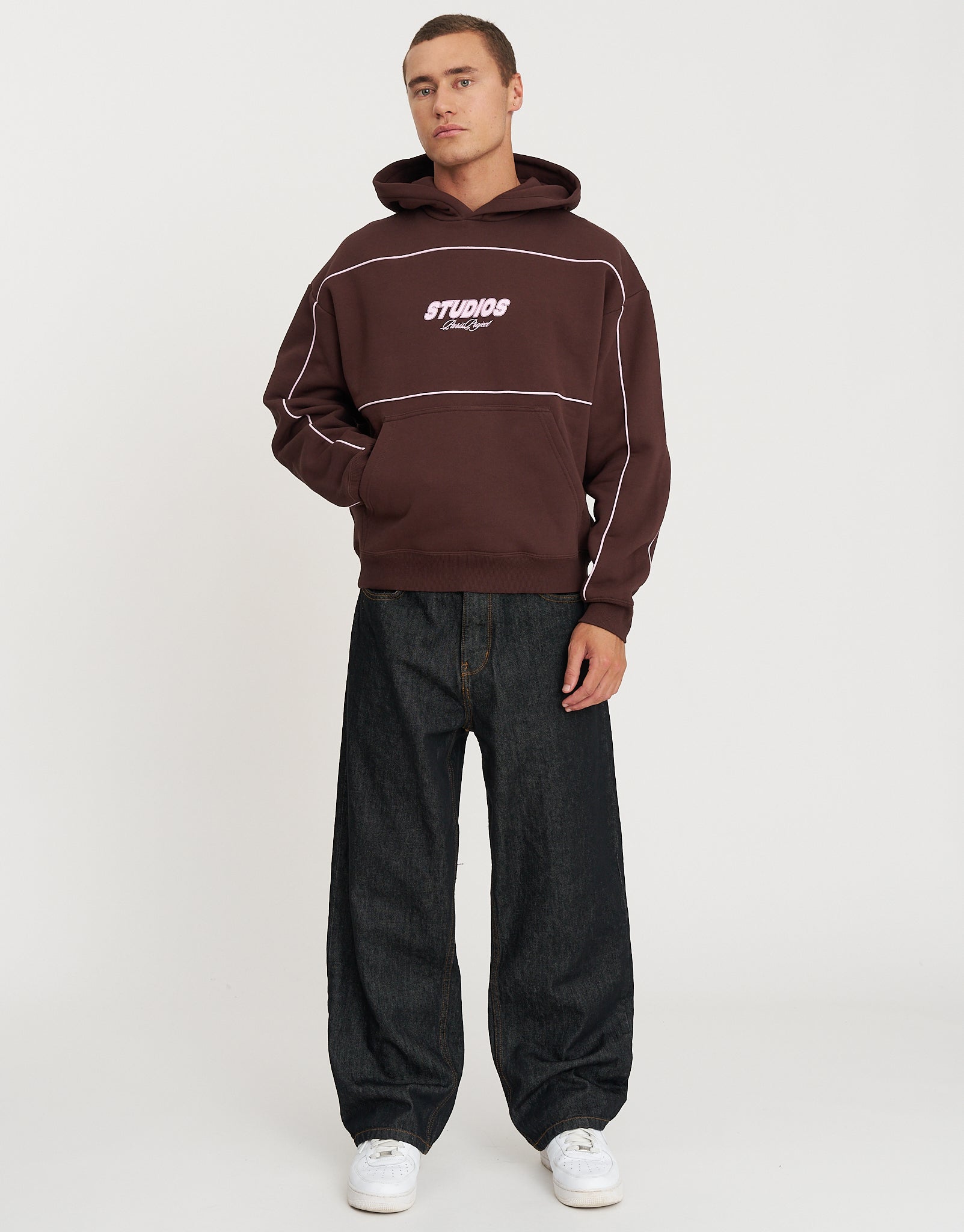 Studios Oversized Cropped Hoodie in Bitter Brown | Hallensteins NZ