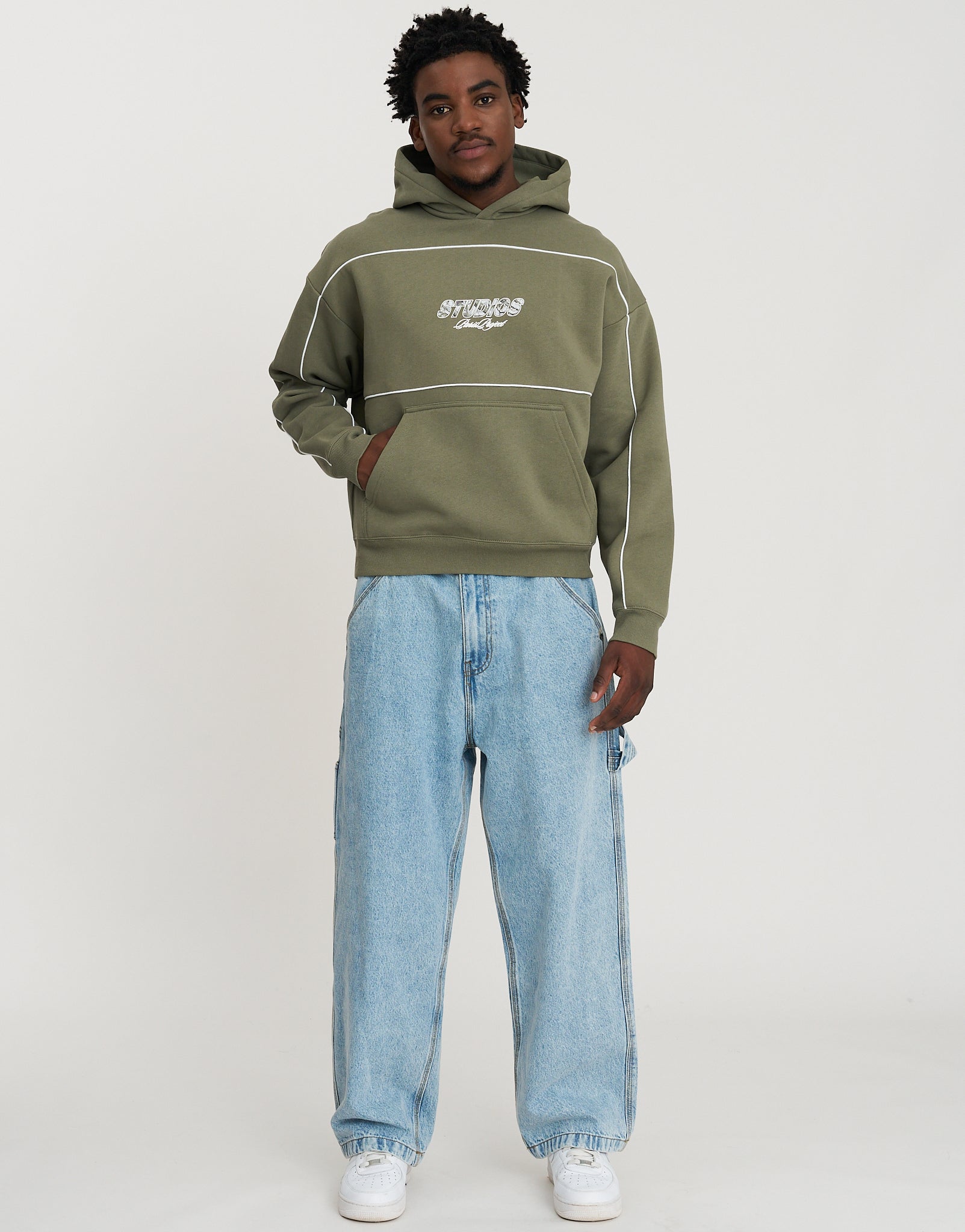 Studios Oversized Cropped Hoodie in Cyprus Green | Hallensteins NZ