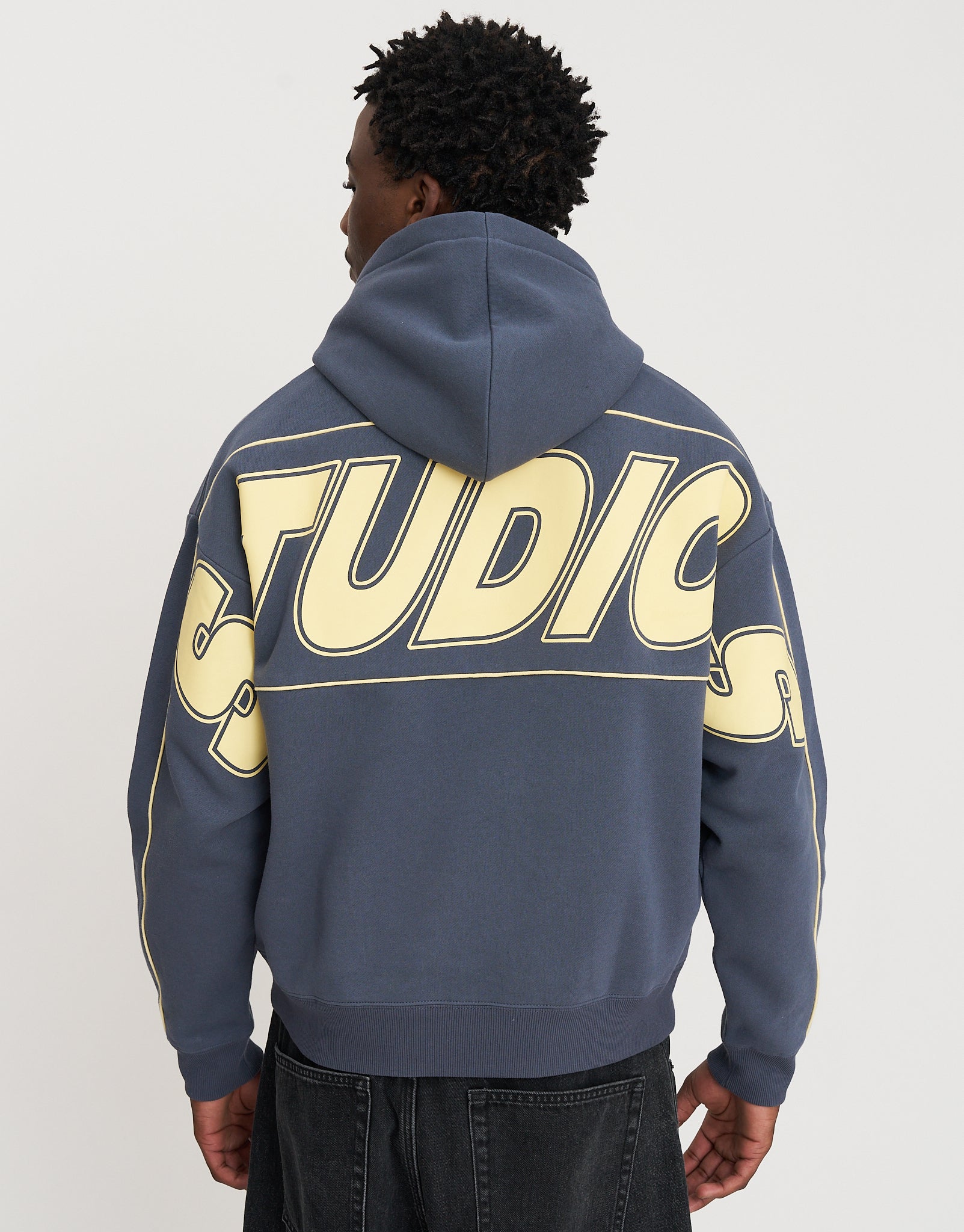 Studios Oversized Cropped Hoodie in Shadow Blue | Hallensteins NZ