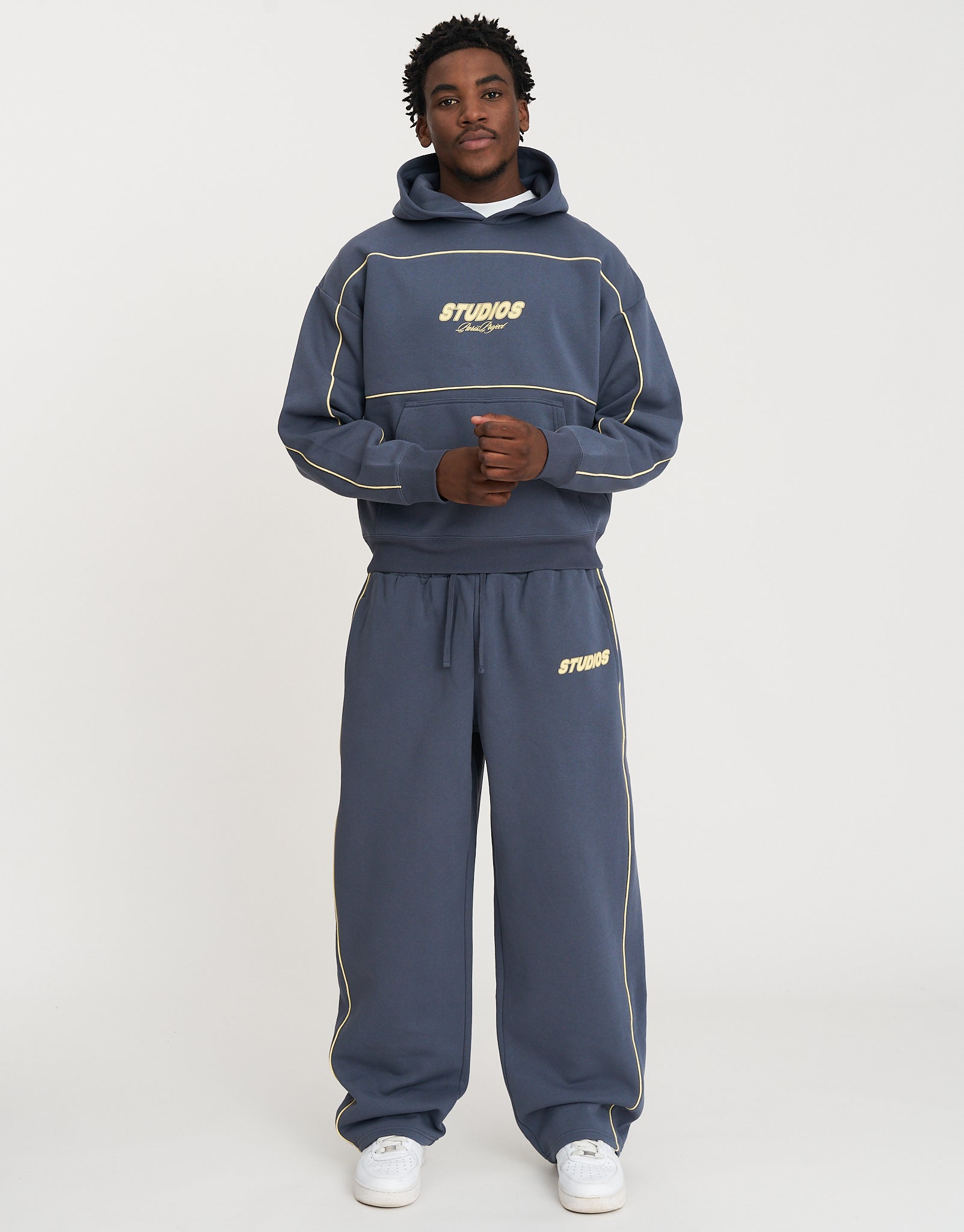 Studios Oversized Cropped Hoodie in Shadow Blue | Hallensteins NZ