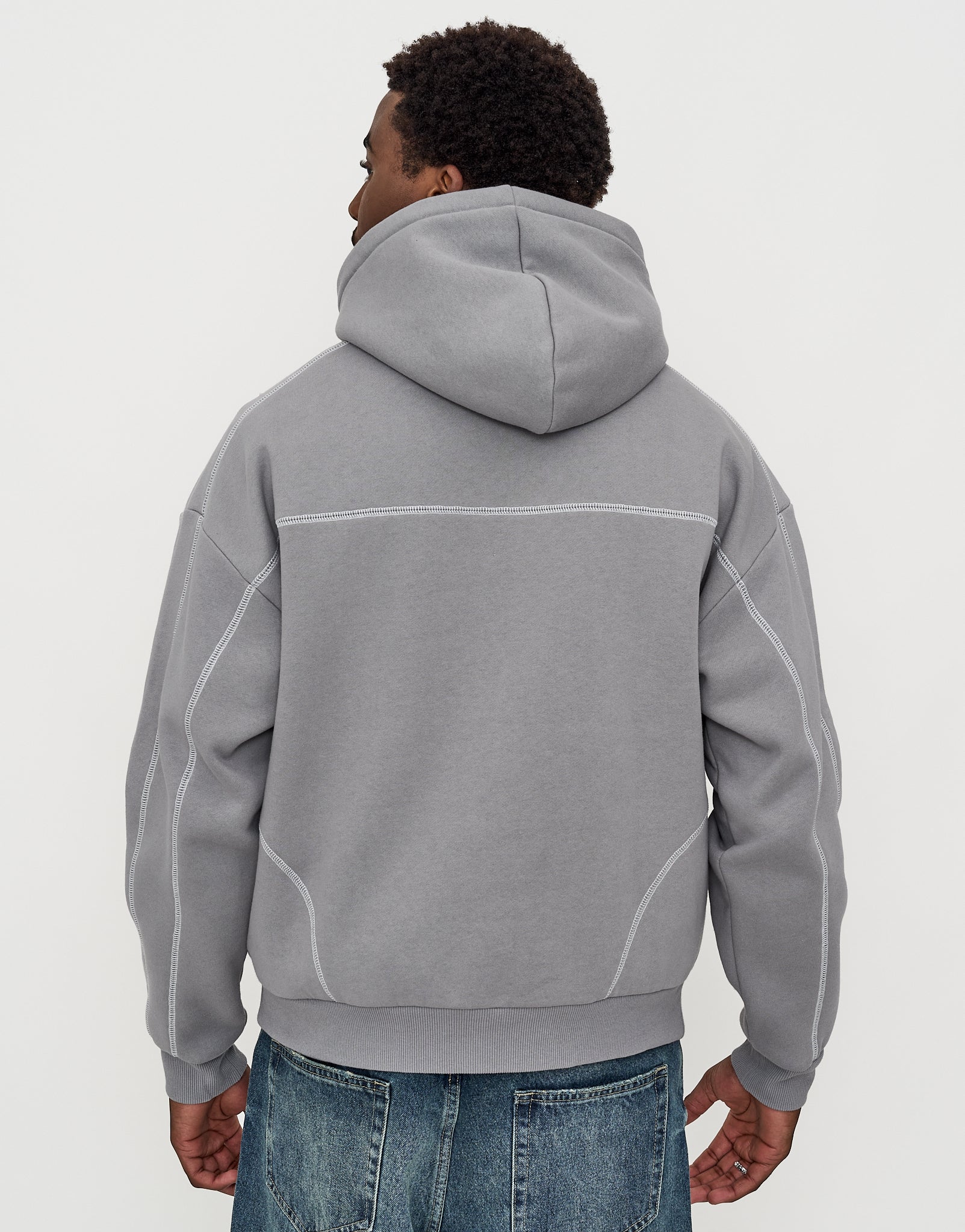 Overlock Oversized Cropped Hoodie in Alloy Grey | Hallensteins NZ