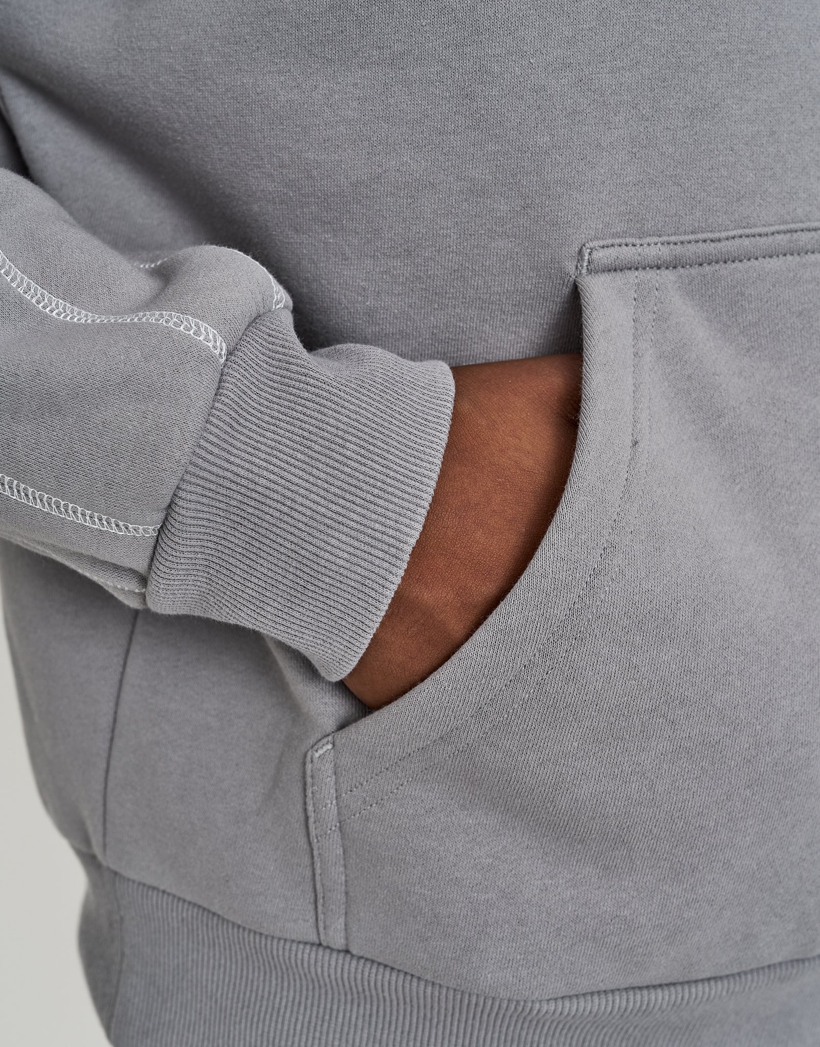 Overlock Oversized Cropped Hoodie in Alloy Grey | Hallensteins NZ