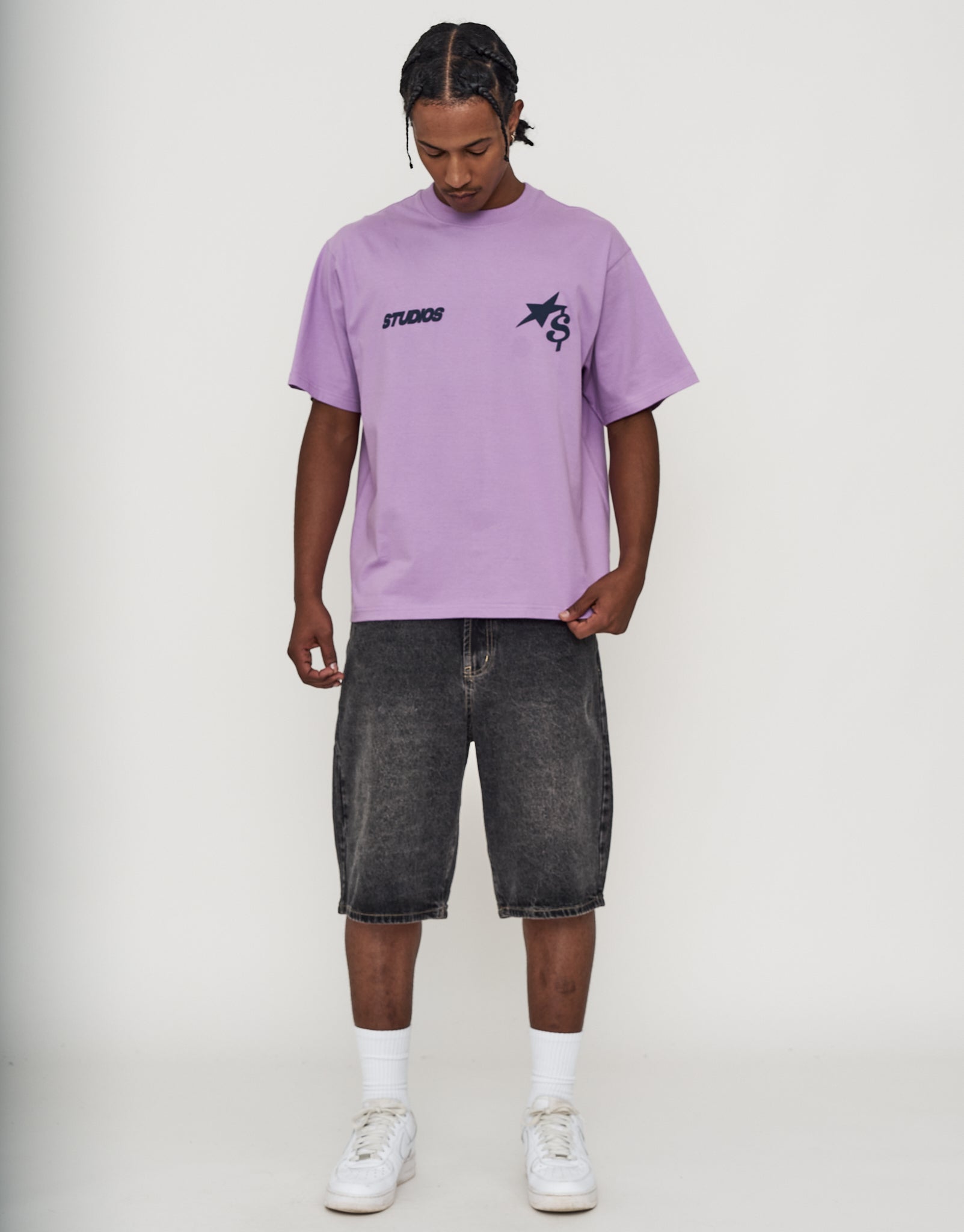 Studios Relaxed Fit T Shirt in Neon Lilac | Hallensteins NZ