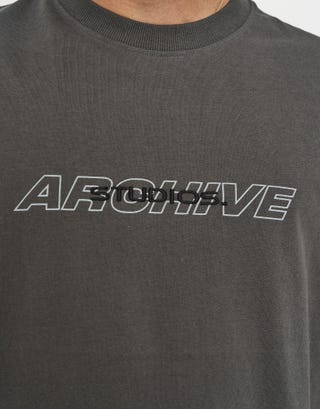 Studio Archive Relaxed Fit T Shirt in Pewter Grey Detail
