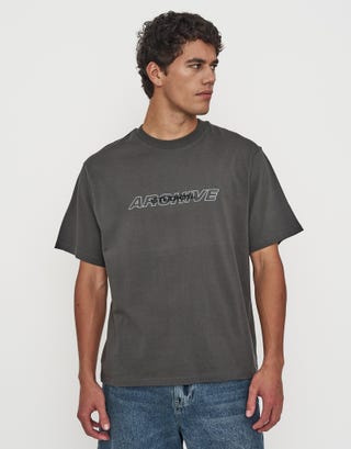 Studio Archive Relaxed Fit T Shirt in Pewter Grey Front