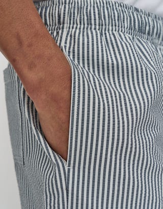 Summer Club Striped Swim Shorts in Pewter Grey Detail2