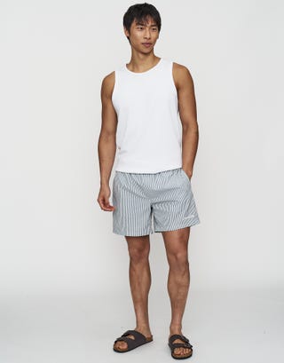 Summer Club Striped Swim Shorts in Pewter Grey Full